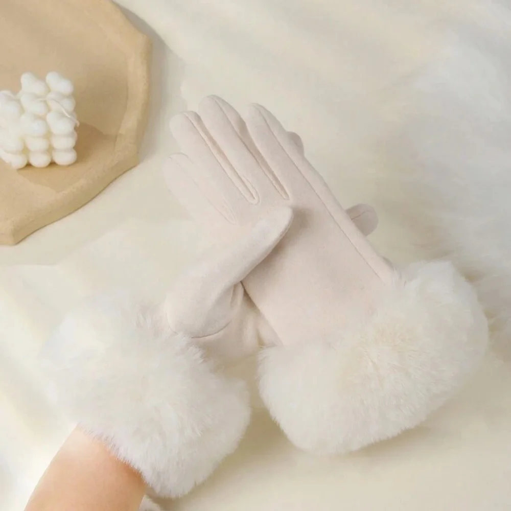 1pair White Solid Color Elegant Casual Polyester Embroidered Women Gloves,